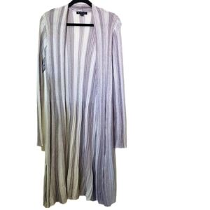 INC International Concepts Silver Metallic‎ Stripe Ribbed Knit Duster Cardigan
